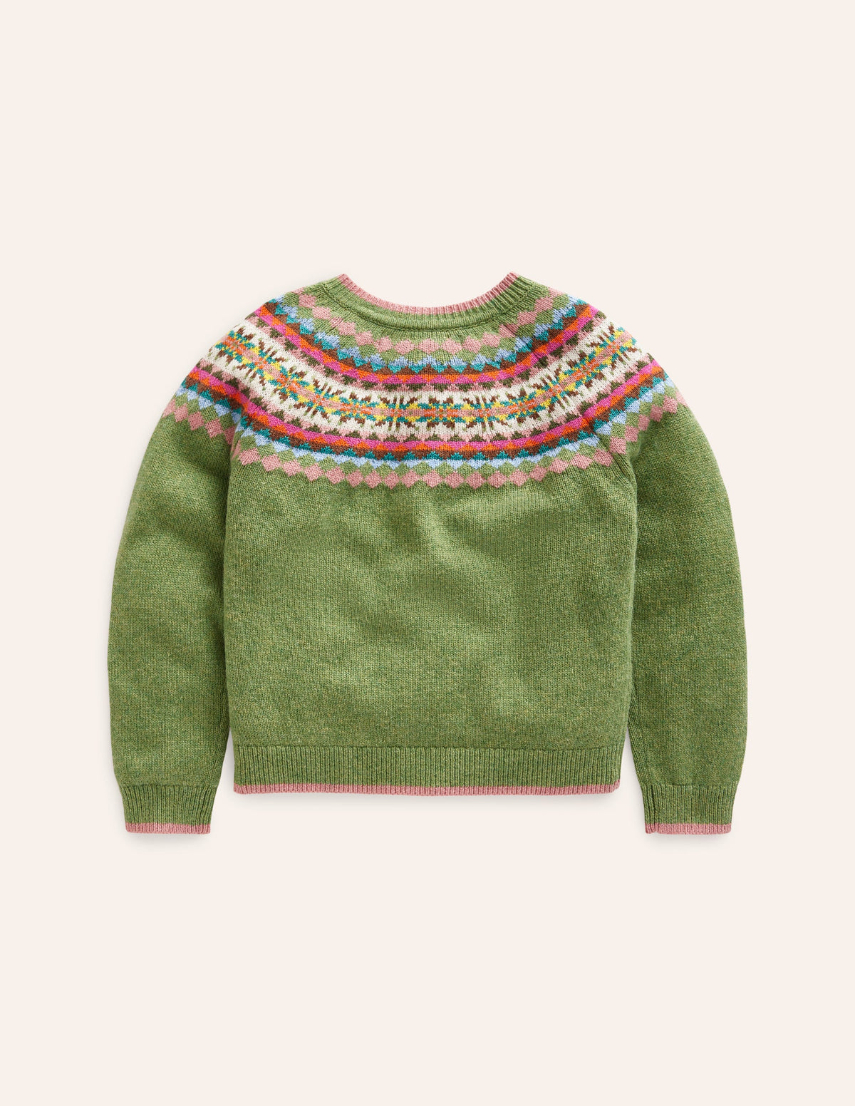Edie Fair Isle Cardigan-Green/ Pink Fair Isle - Image 6
