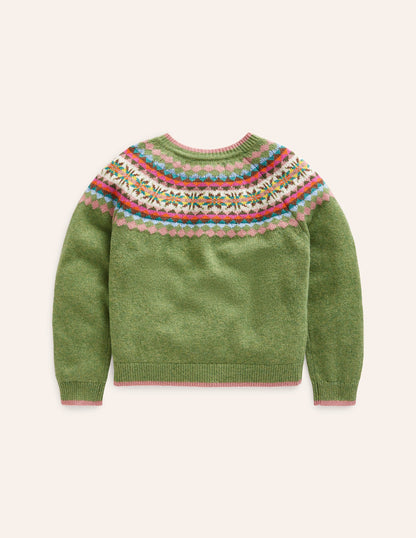 Edie Fair Isle Cardigan-Green/ Pink Fair Isle-6