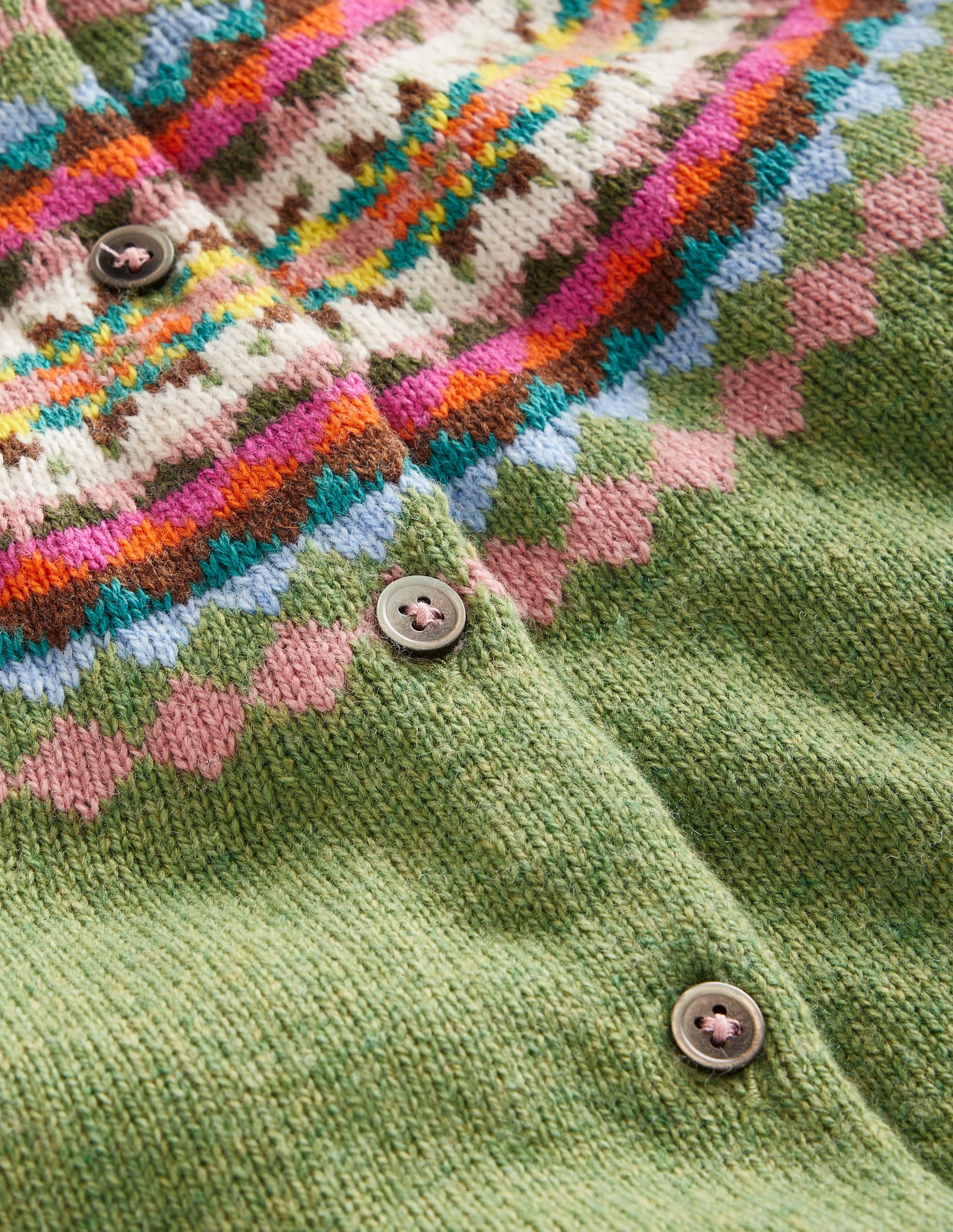Edie Fair Isle Cardigan-Green/ Pink Fair Isle - Image 7