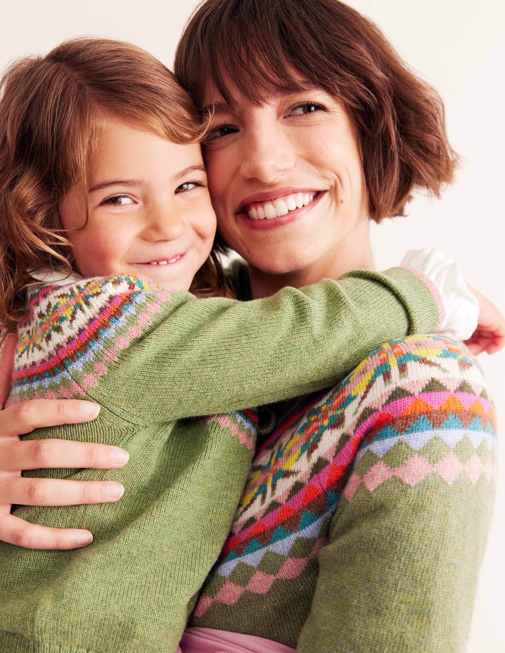 Edie Fair Isle Cardigan-Green/ Pink Fair Isle - Image 2