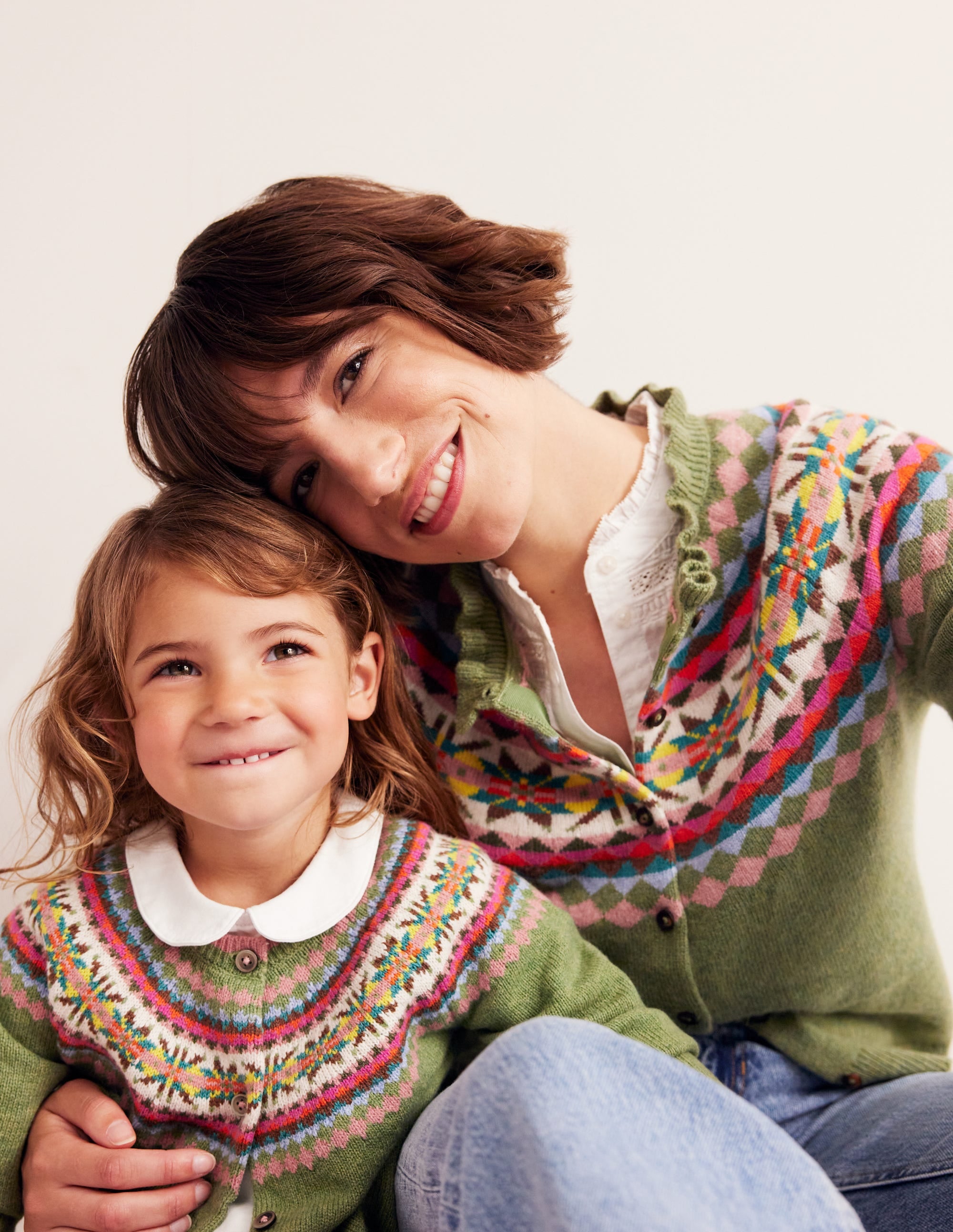 Edie Fair Isle Cardigan-Green/ Pink Fair Isle - Image 3