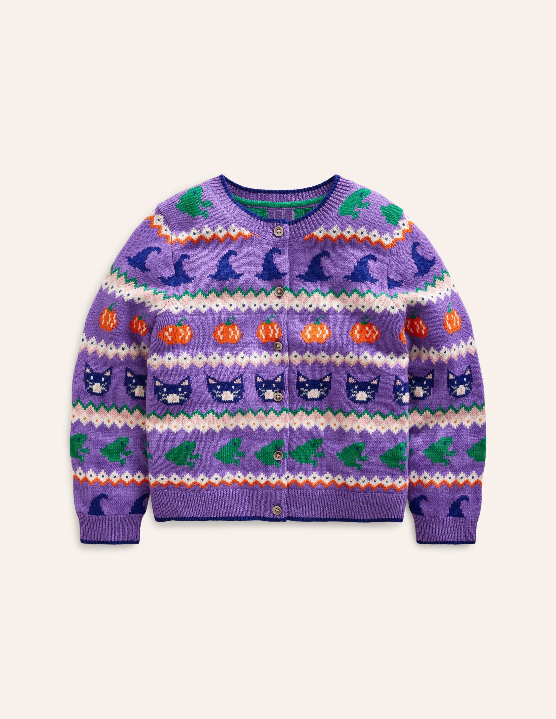 Edie Fair Isle Cardigan-Aster Purple Halloween-1