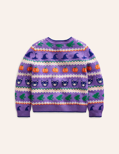 Edie Fair Isle Cardigan-Aster Purple Halloween-2