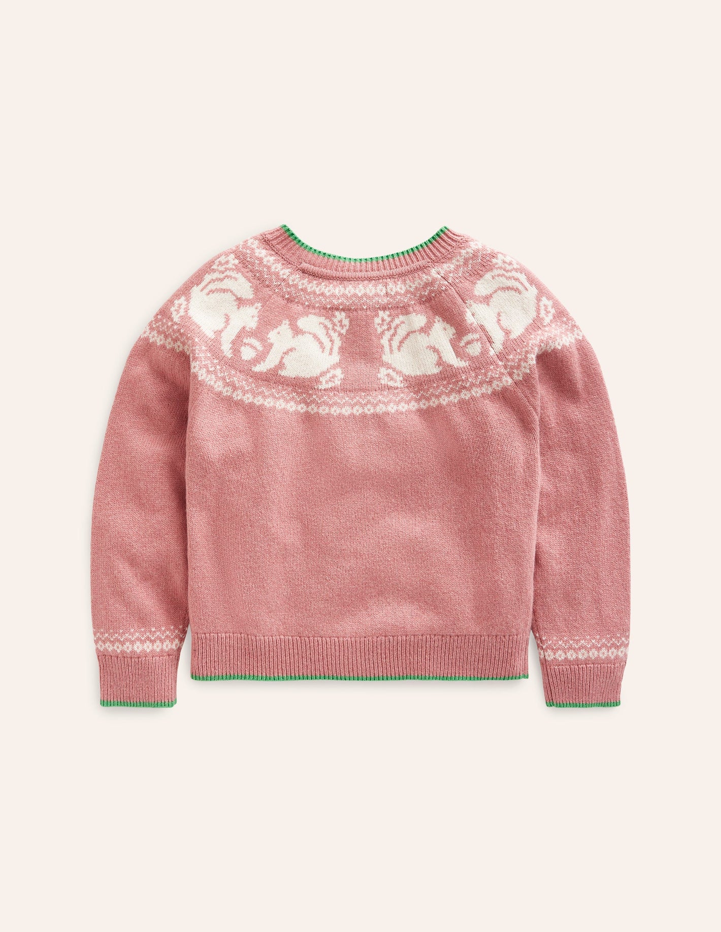 Edie Fair Isle Cardigan-Rose Blush Pink Squirrels