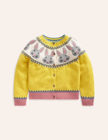 Edie Fair Isle Cardigan-Honeycomb Yellow Bunnies-4