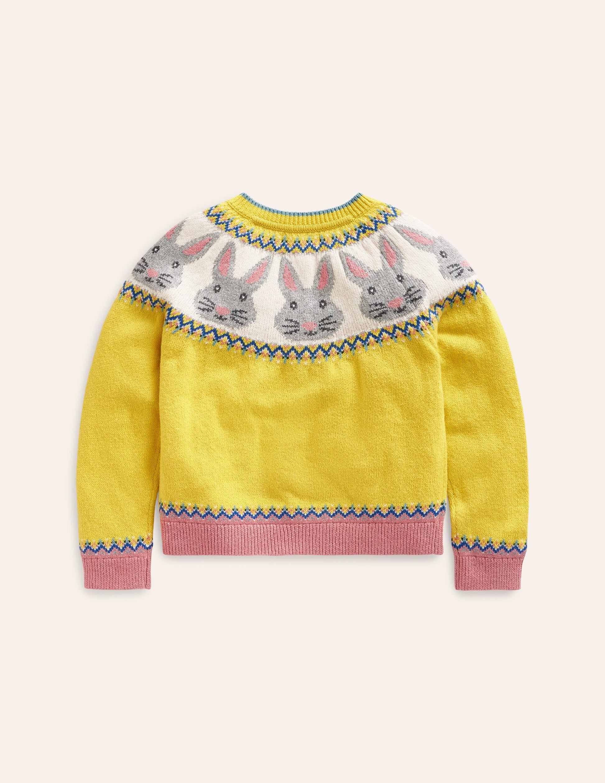Edie Fair Isle Cardigan-Honeycomb Yellow Bunnies-5