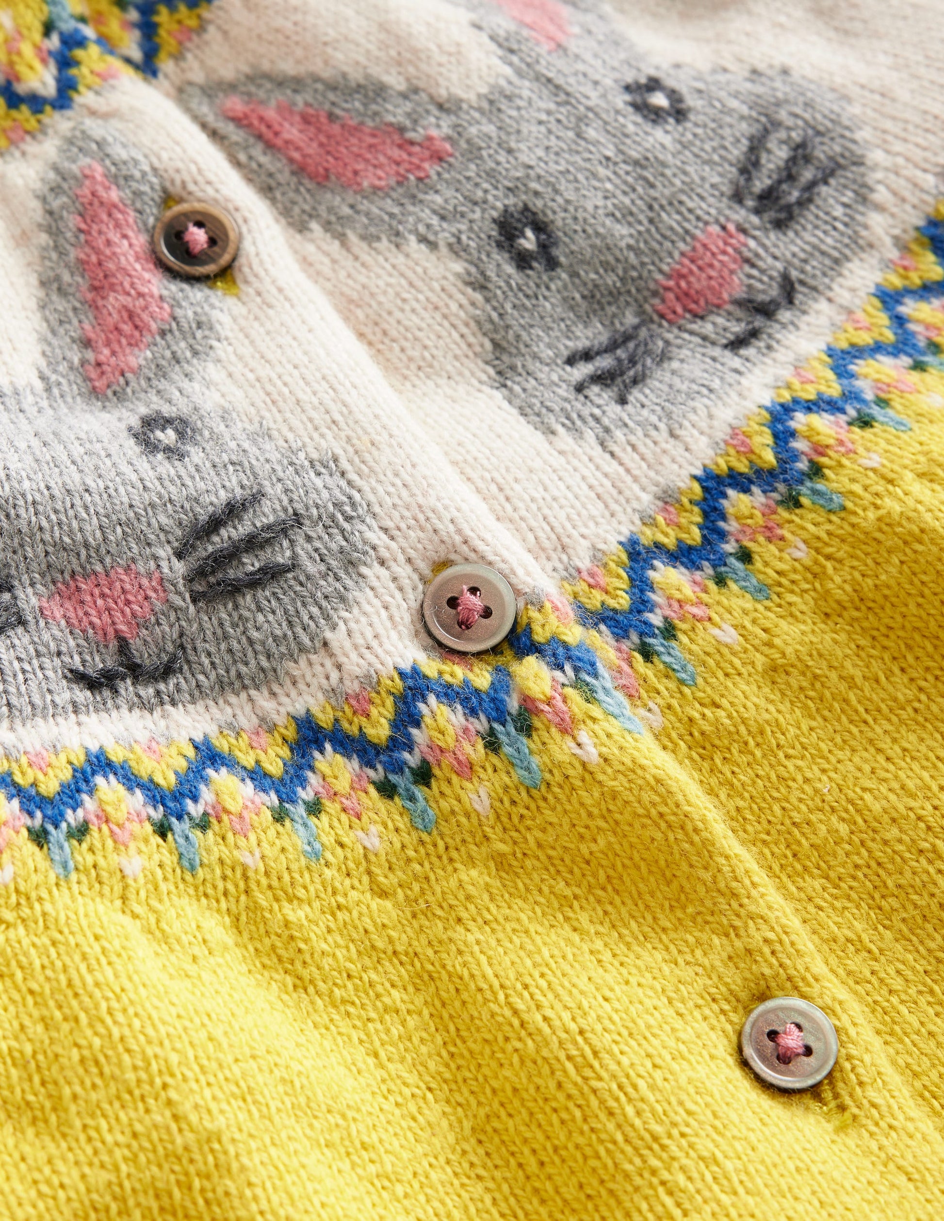 Edie Fair Isle Cardigan-Honeycomb Yellow Bunnies-6