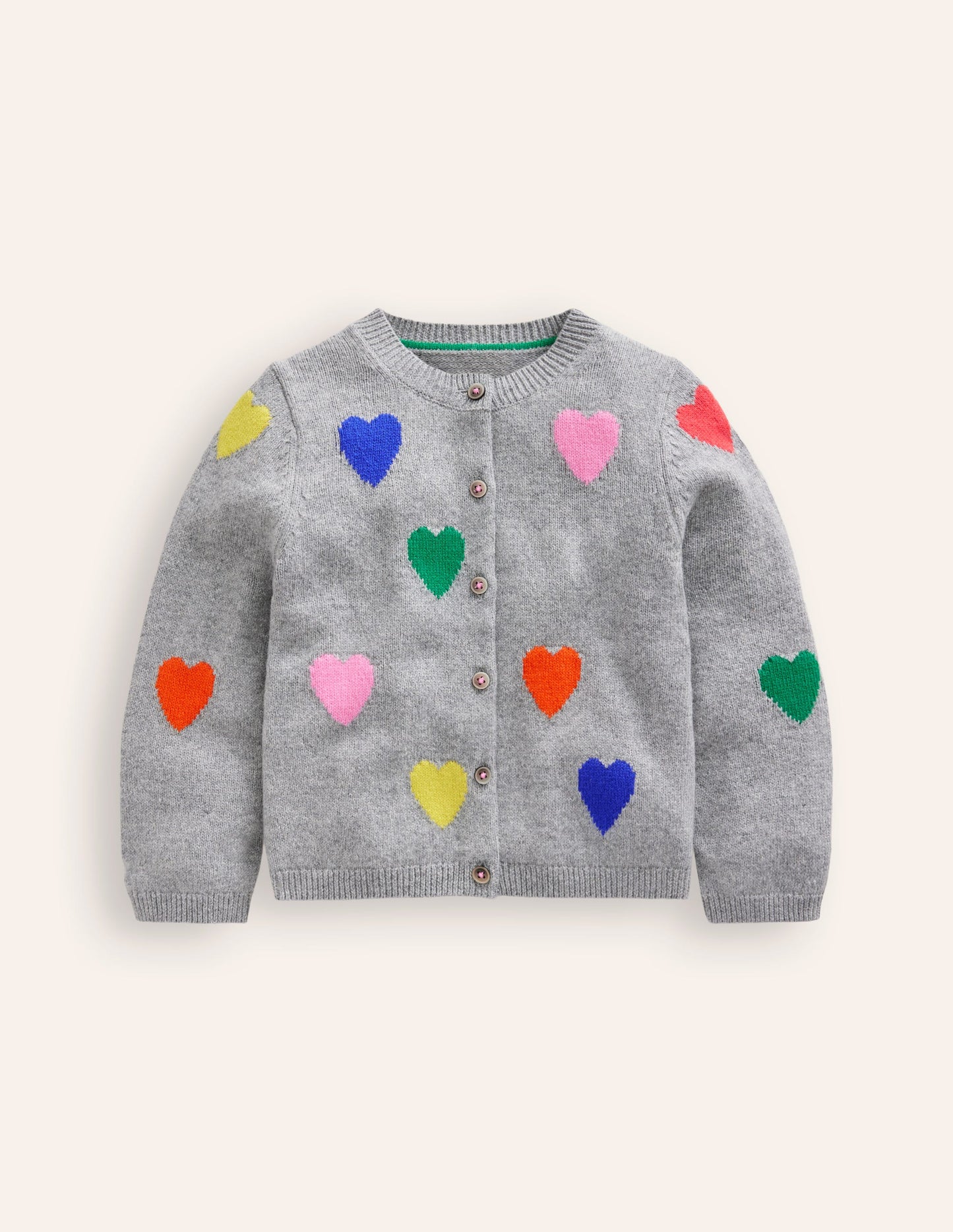 Joyful Cardigan-Grey Marl Hearts