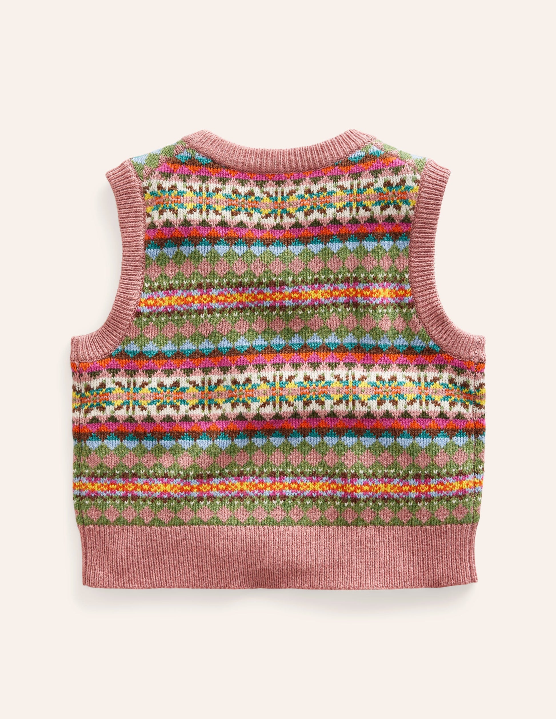 Fair Isle Knitted Tank-Green/ Pink Fair Isle-6