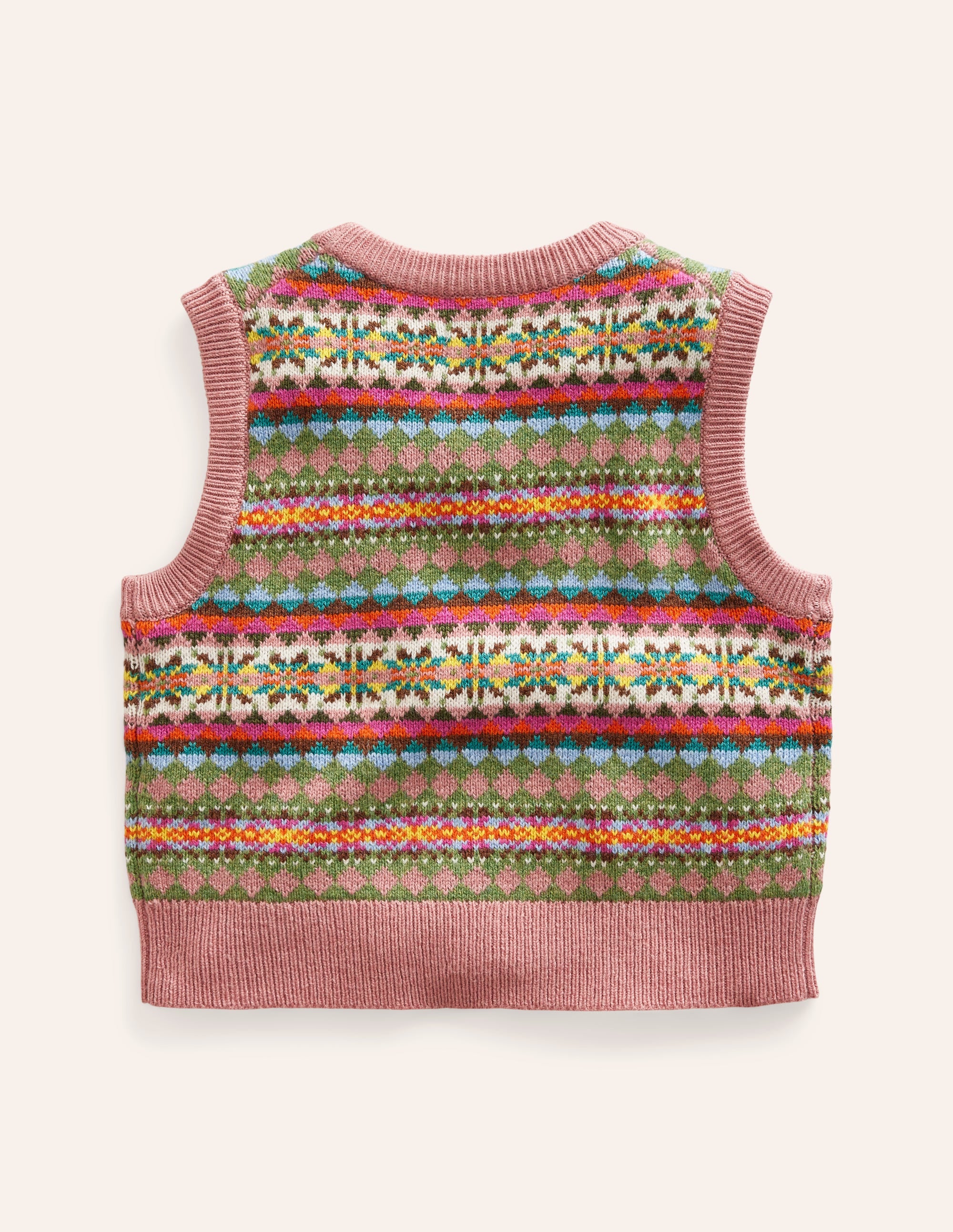Fair Isle Knitted Tank-Green/ Pink Fair Isle - Image 6