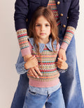 Fair Isle Knitted Tank-Green/ Pink Fair Isle