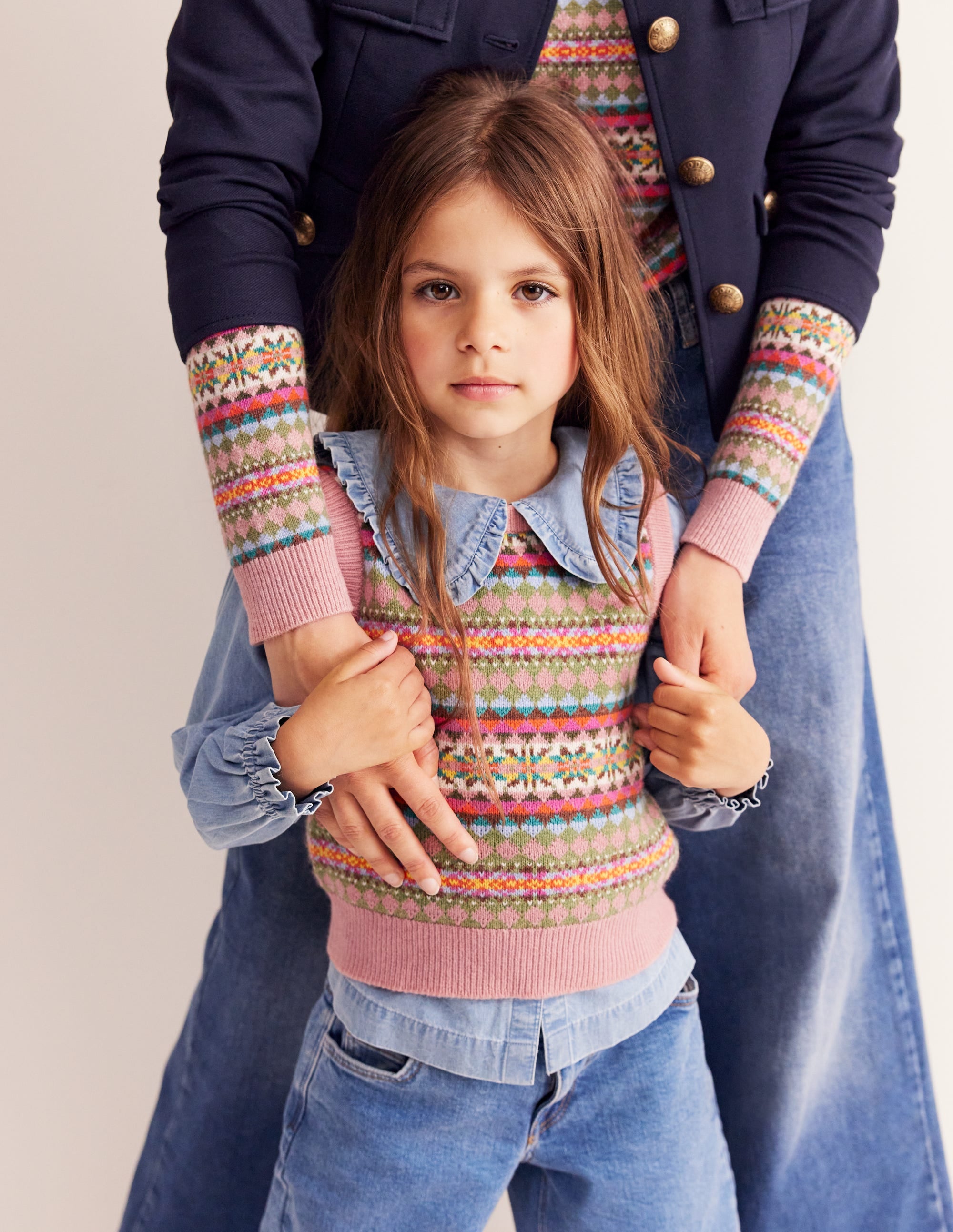 Fair Isle Knitted Tank-Green/ Pink Fair Isle - Image 1