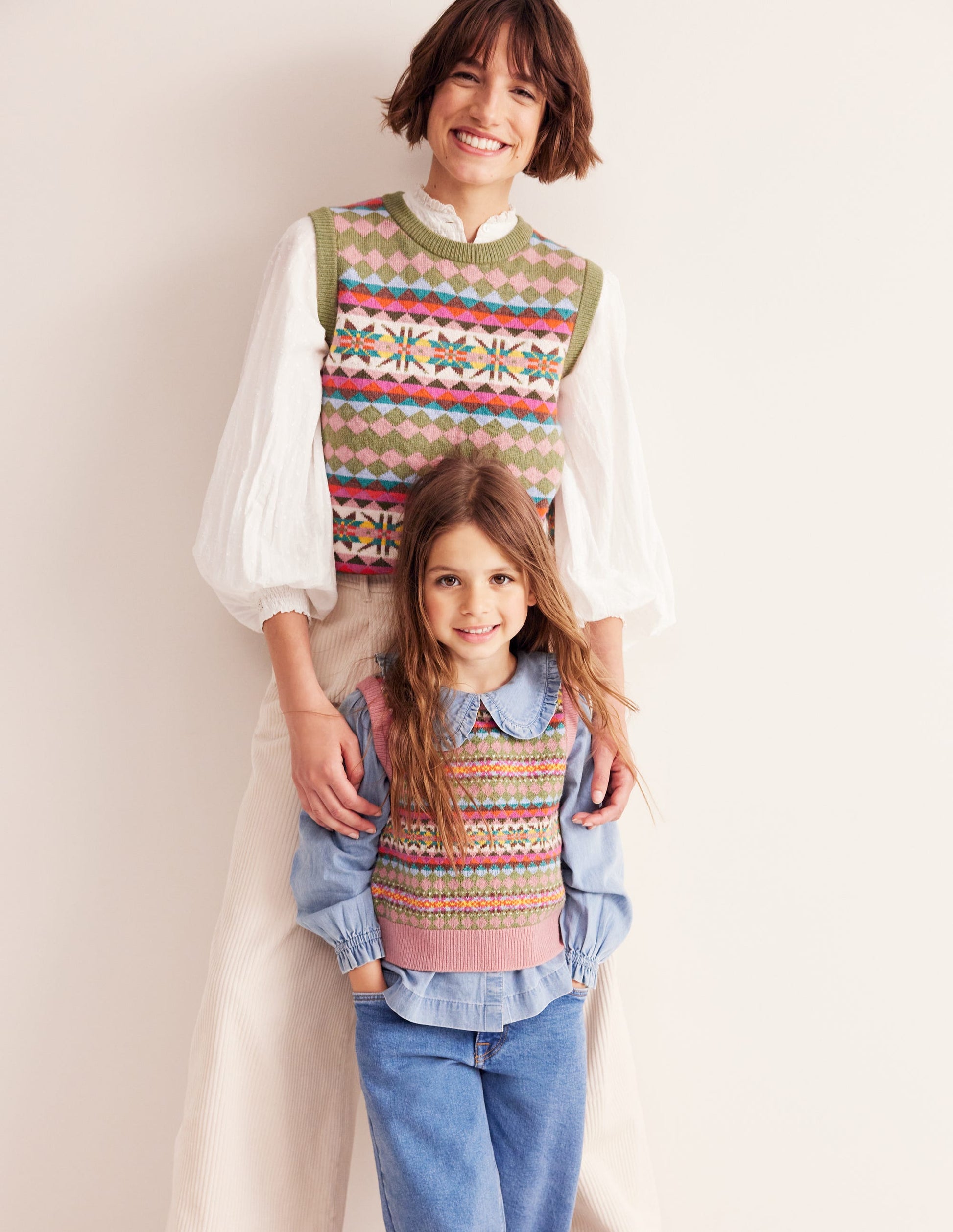 Fair Isle Knitted Tank-Green/ Pink Fair Isle-3