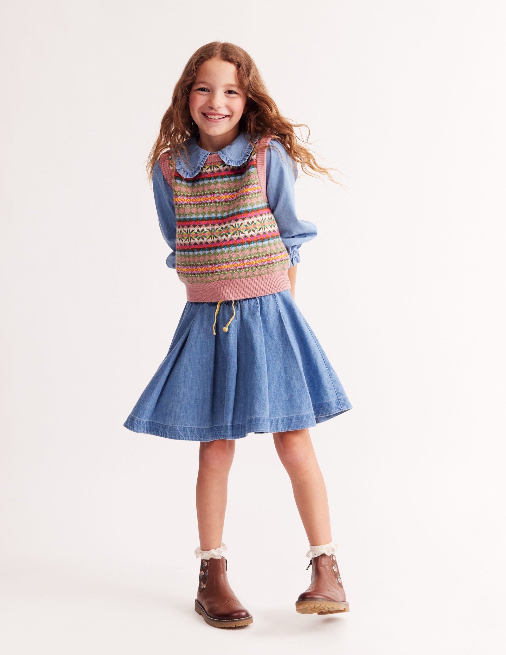 Fair Isle Knitted Tank-Green/ Pink Fair Isle-4