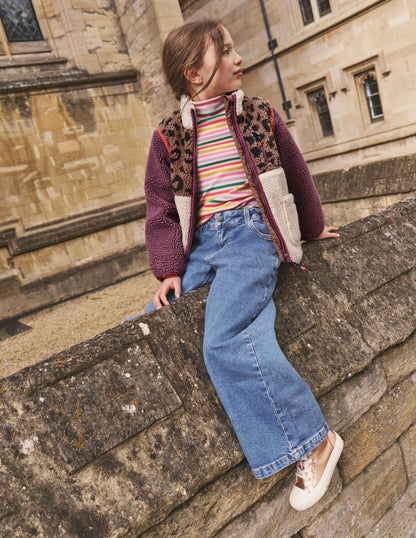 2-in-1 Borg Jacket-Leopard/ Aster Purple-1