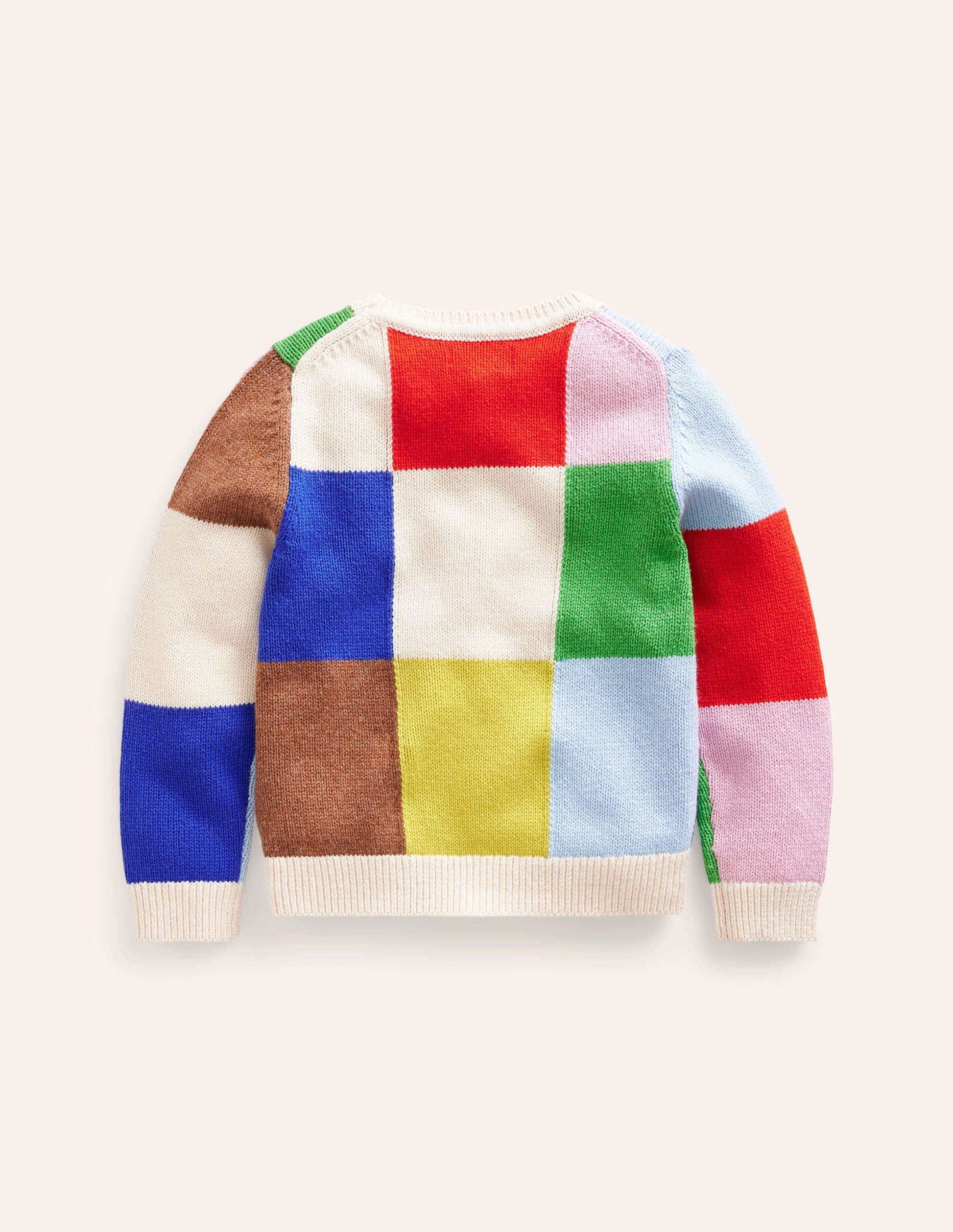 Patchwork Check Jumper-Multi Colourblock Apples-4