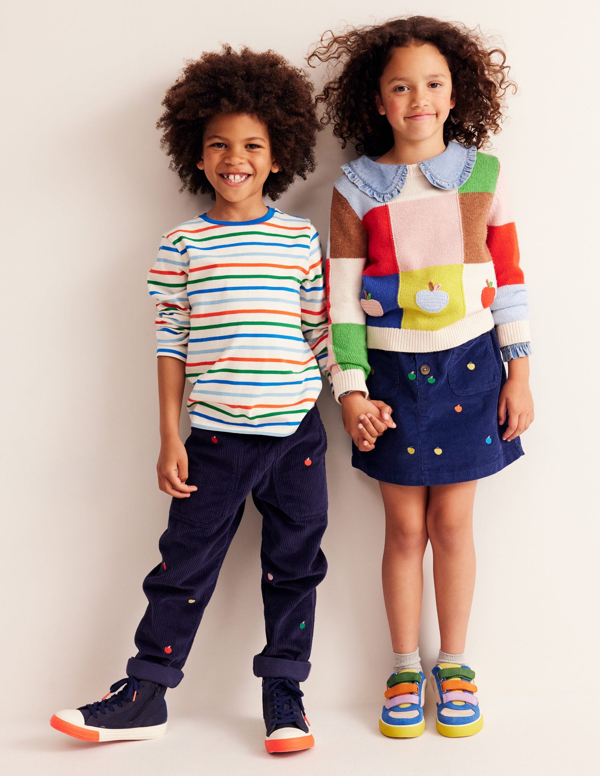 Patchwork Check Jumper-Multi Colourblock Apples-1