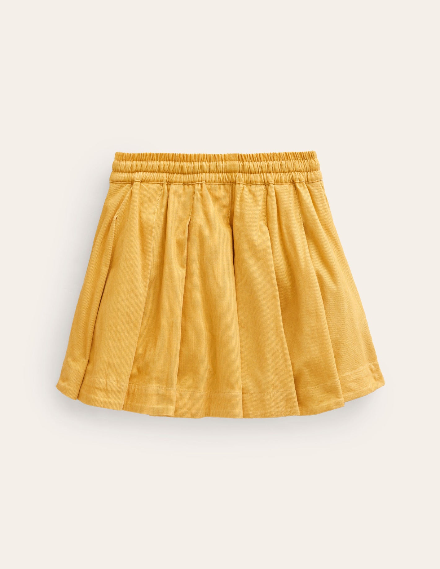 Pull-On Twirly Pleated Skirt-Canary Yellow Cord