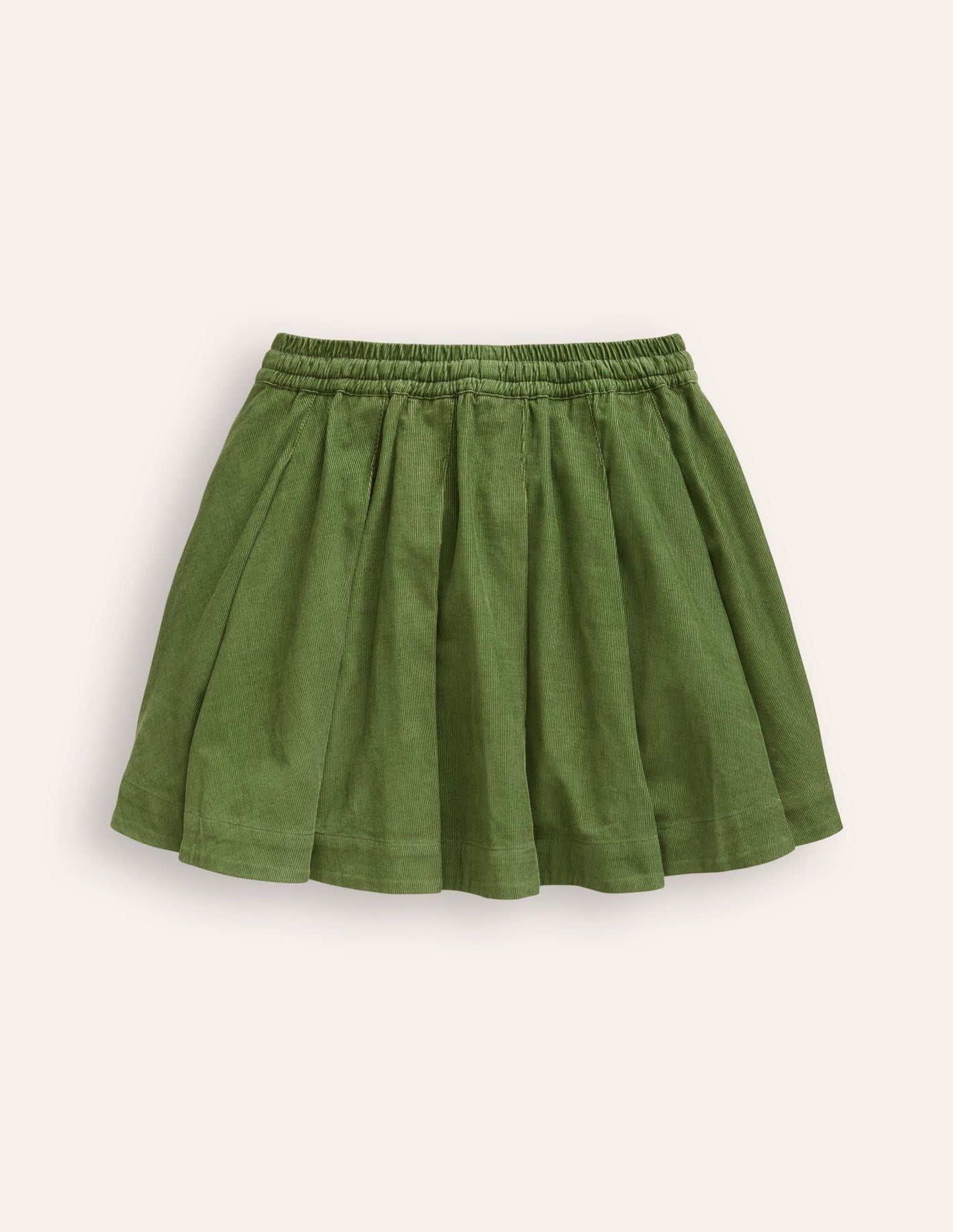 Pull-On Twirly Pleated Skirt-Iguana Green Cord