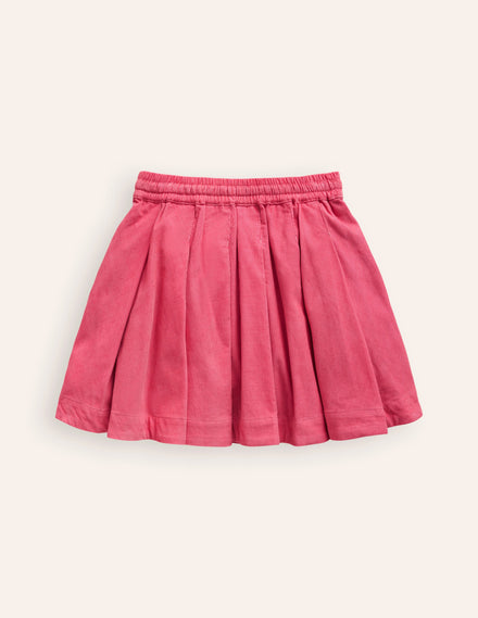 Pull-On Twirly Pleated Skirt-Rose Pink Cord