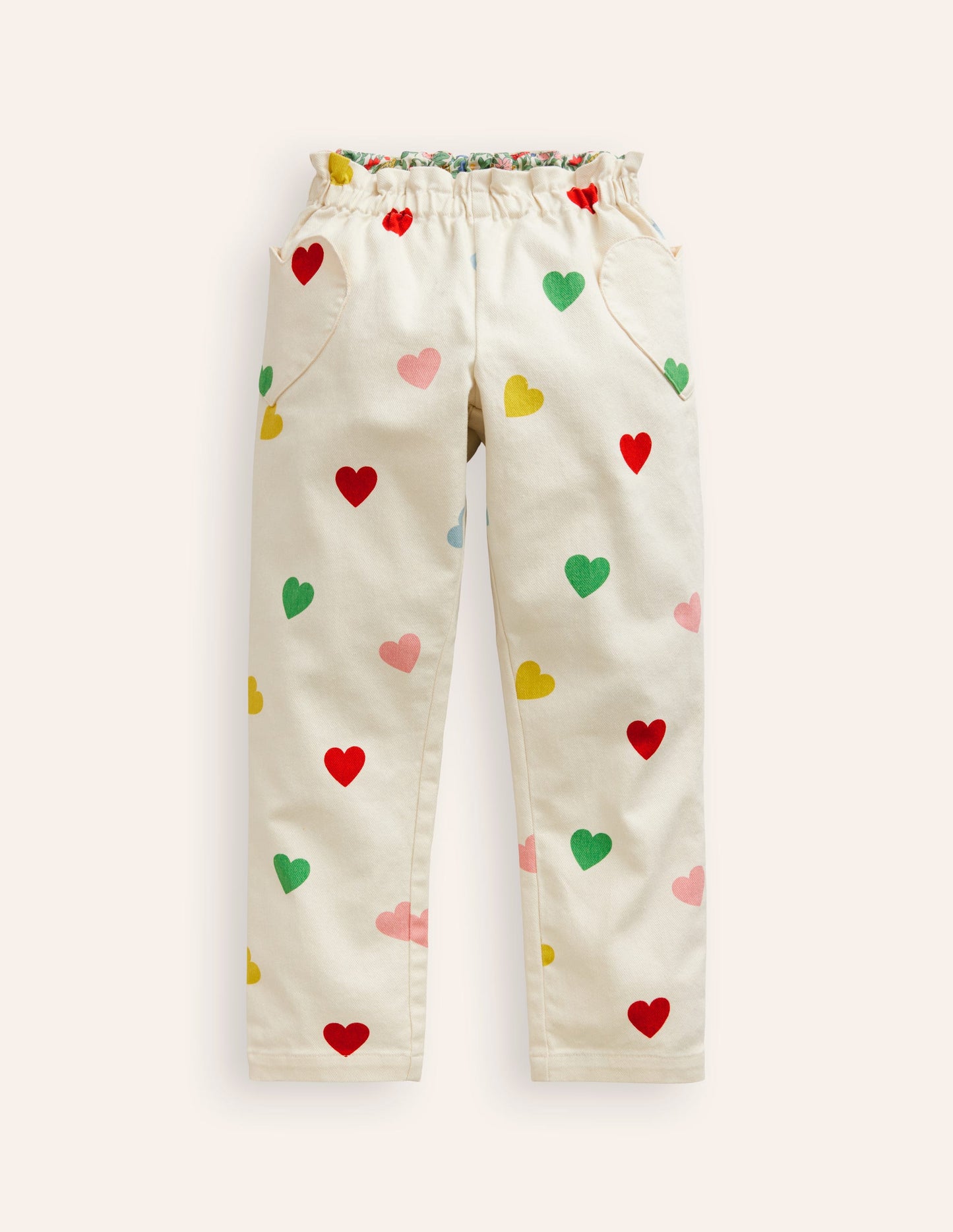 Heart Pocket Pull On Trousers-Multi Confetti Heart