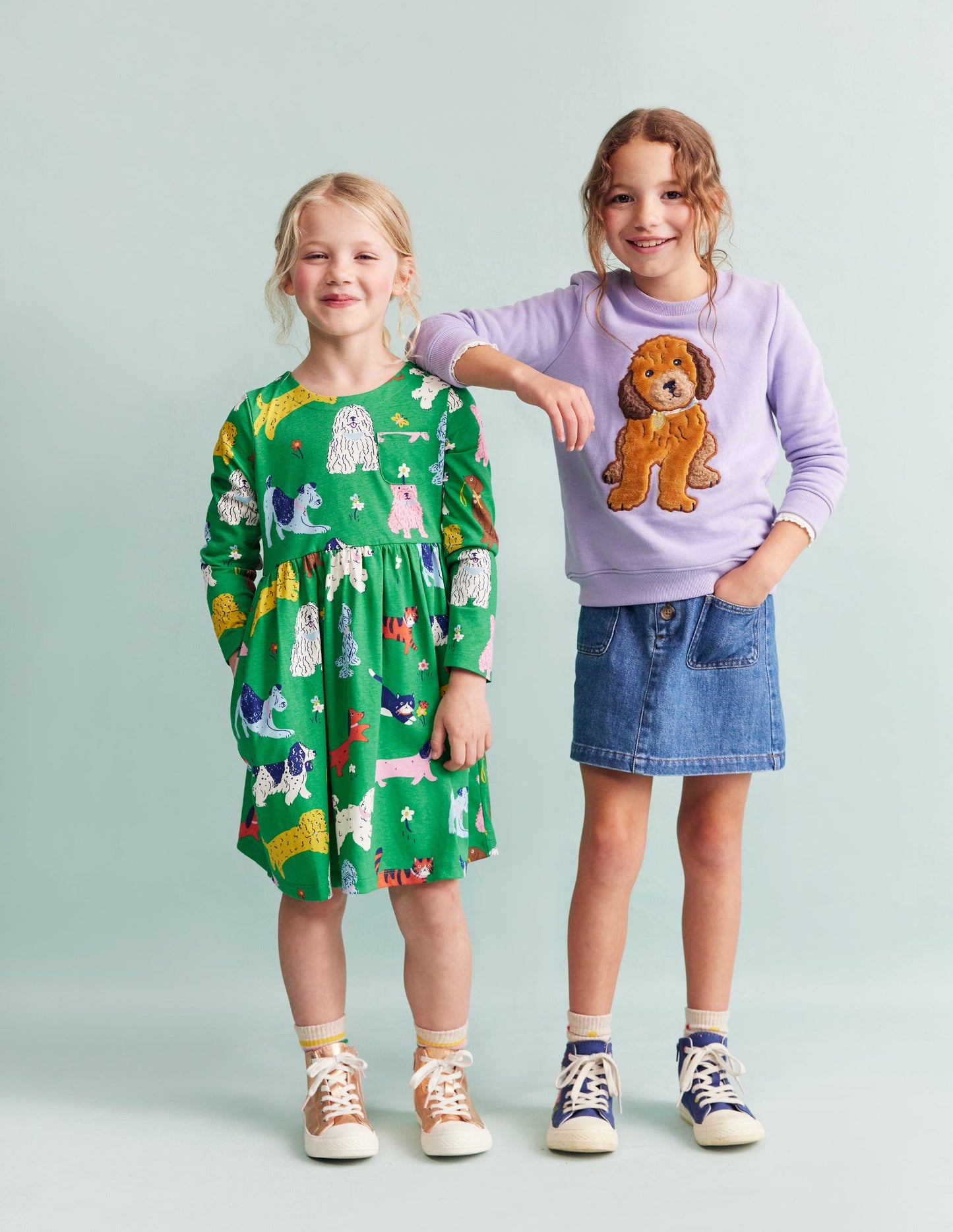 Long-Sleeved Fun Jersey Dress-Green Park Play Pets