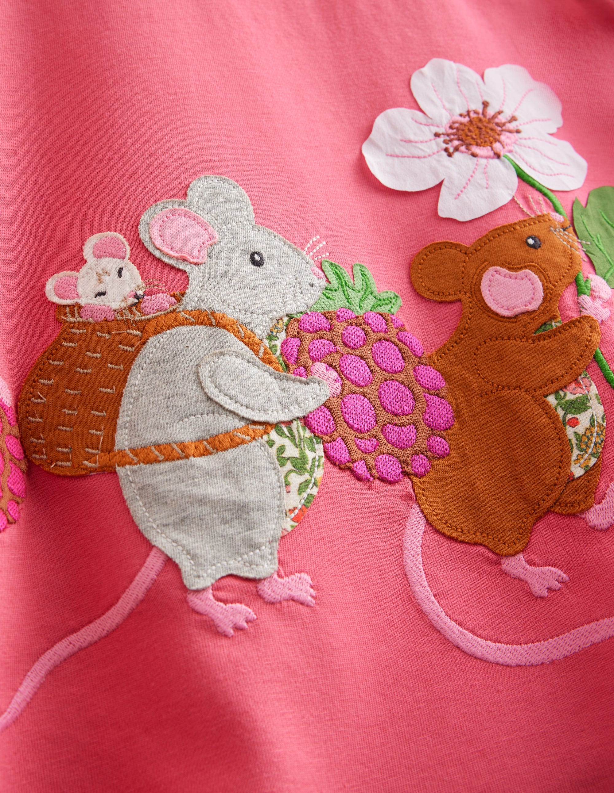 Elsie Big Appliqué Dress-Rapture Rose Pink Mice - Image 3