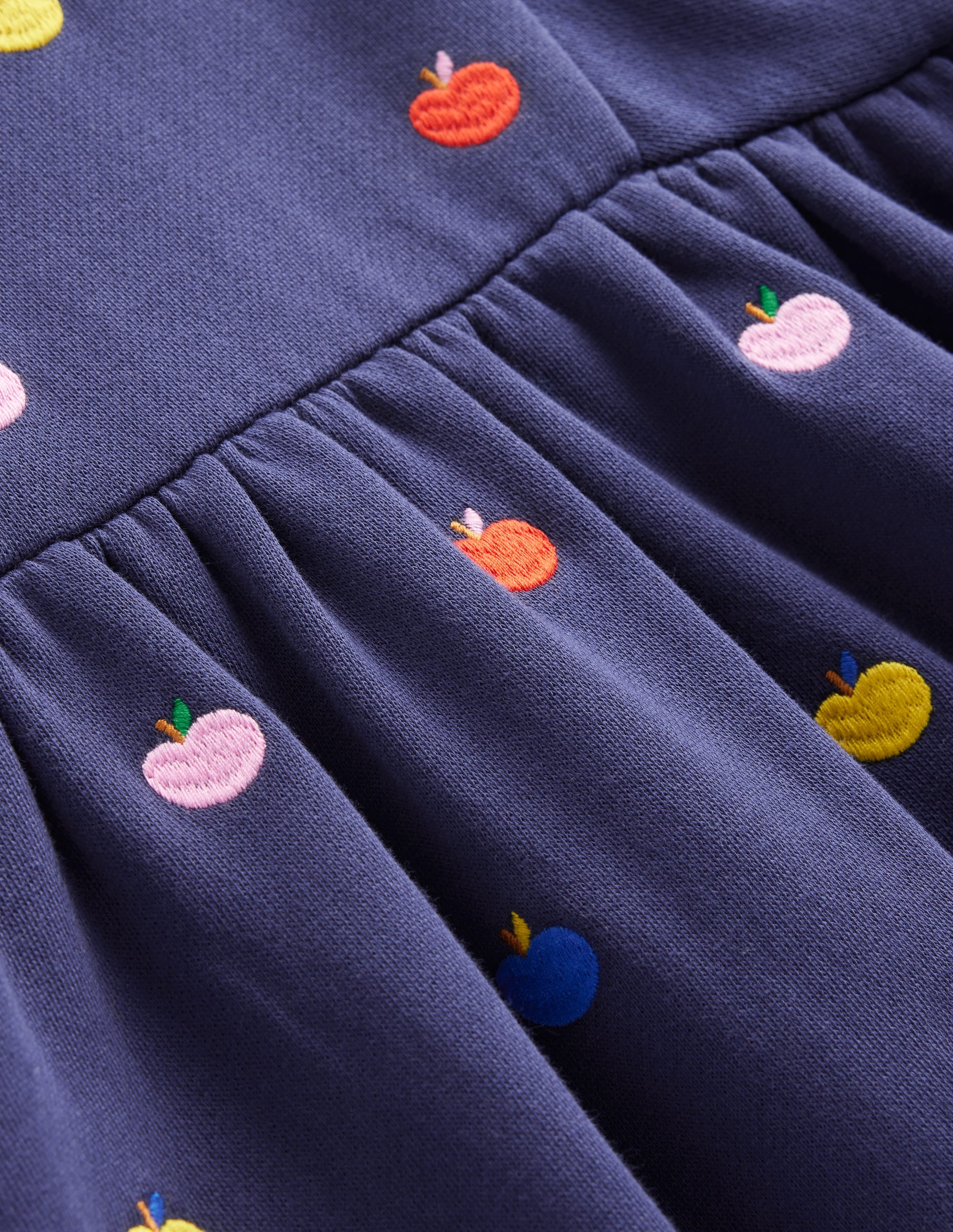 Embroidered Cosy Sweat Dress-College Navy Rainbow Apples - Image 6