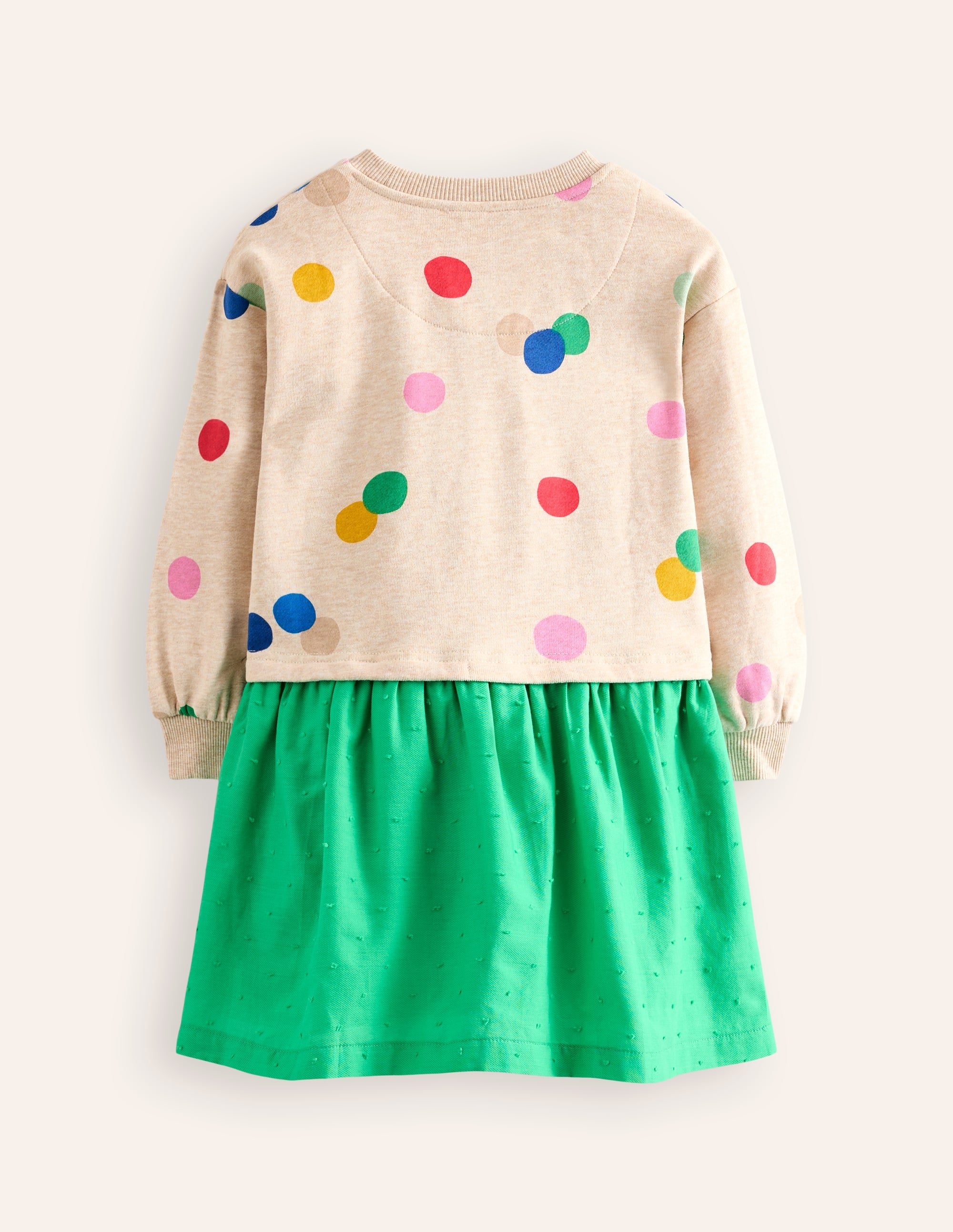 Sweatshirt Woven Mix Dress-Oatmeal Marl Painted Spot - Image 2