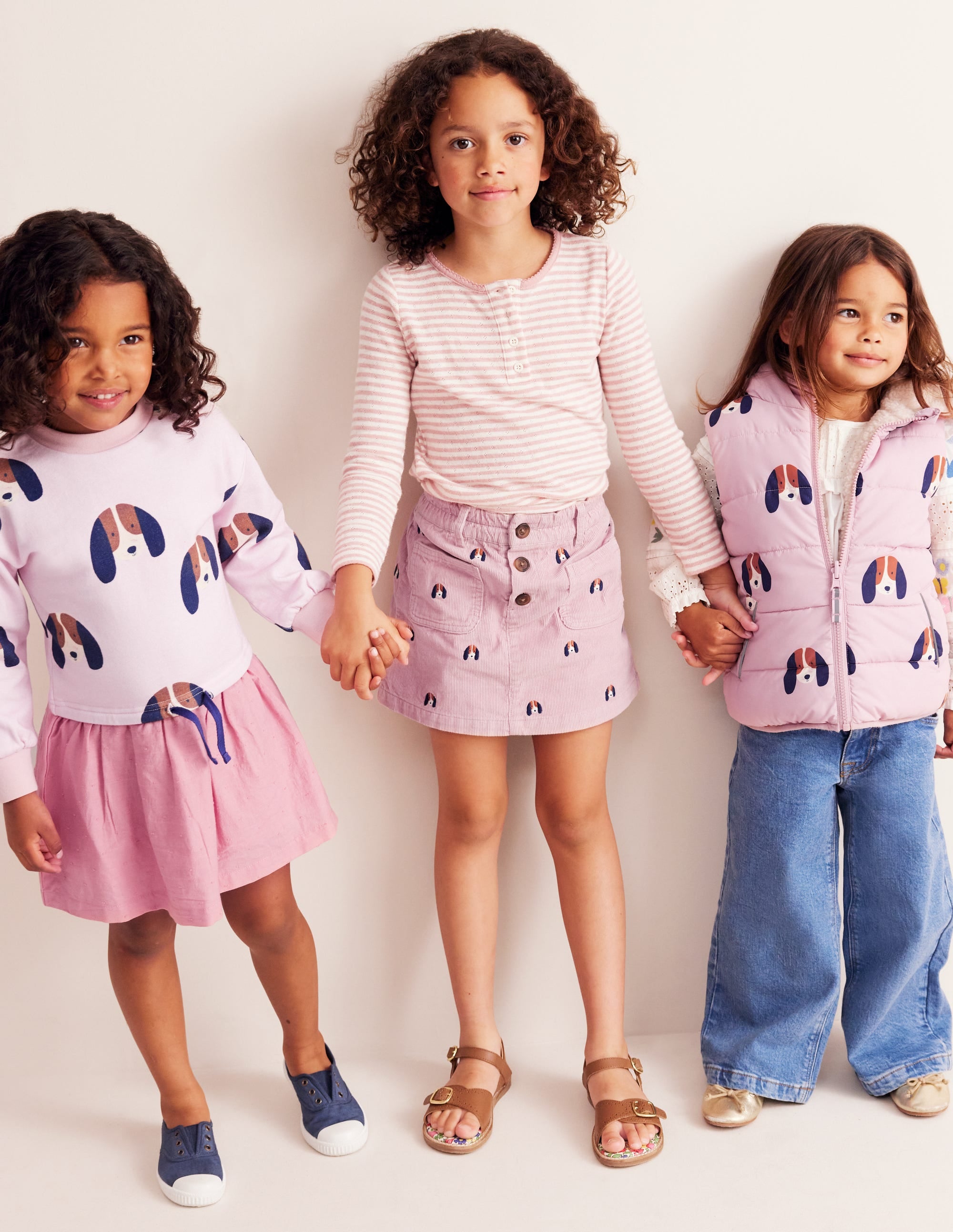 Sweatshirt Woven Mix Dress-Almond Pink Marl Pups - Image 1