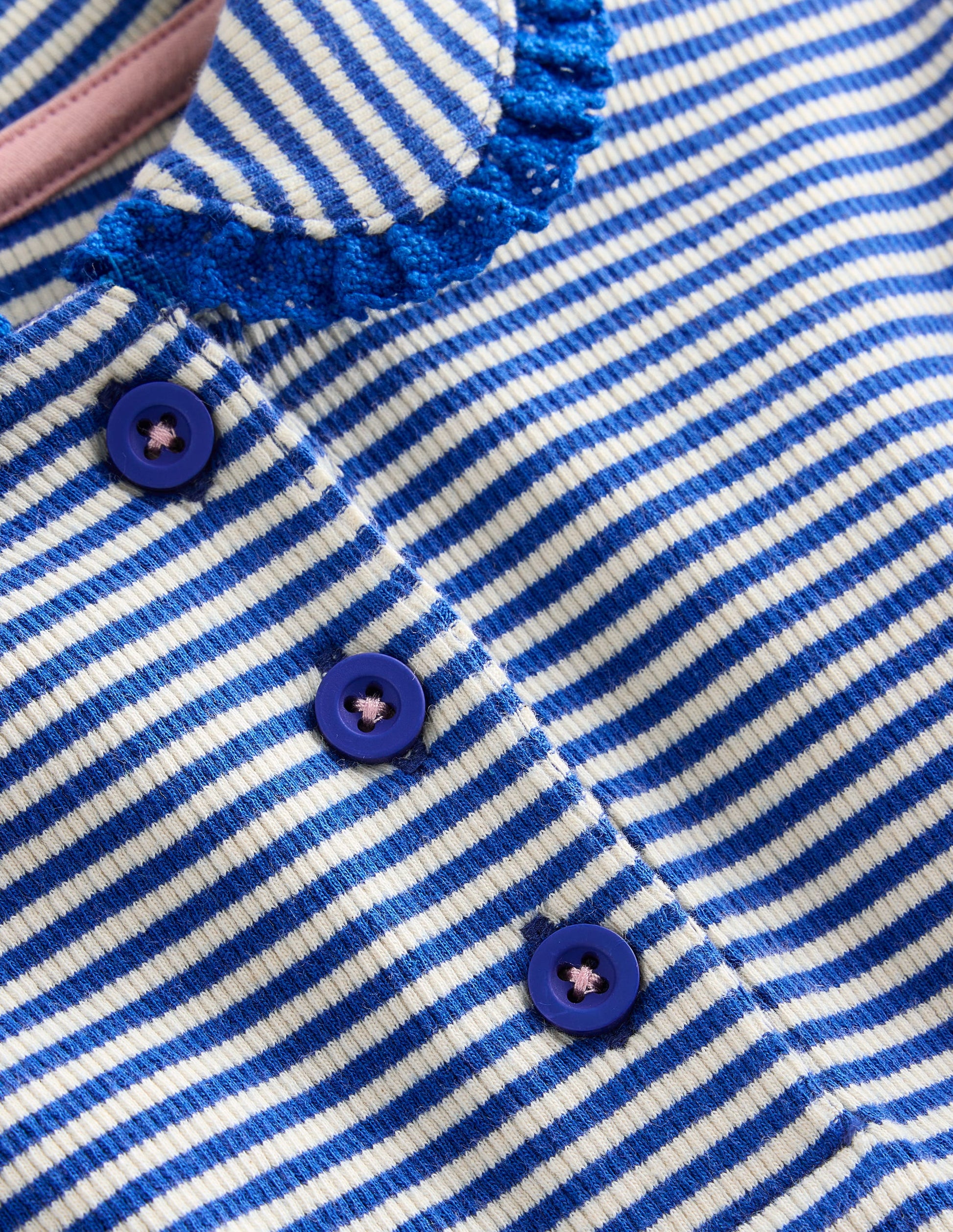 Collared Rib Twirly Dress-Bluejay/ Ivory Stripe-3