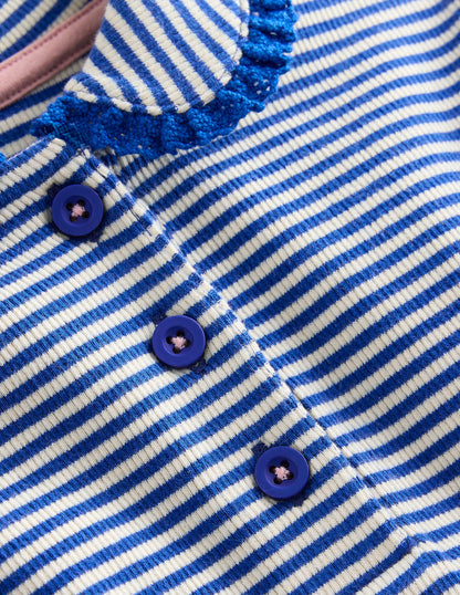 Collared Rib Twirly Dress-Bluejay/ Ivory Stripe-3