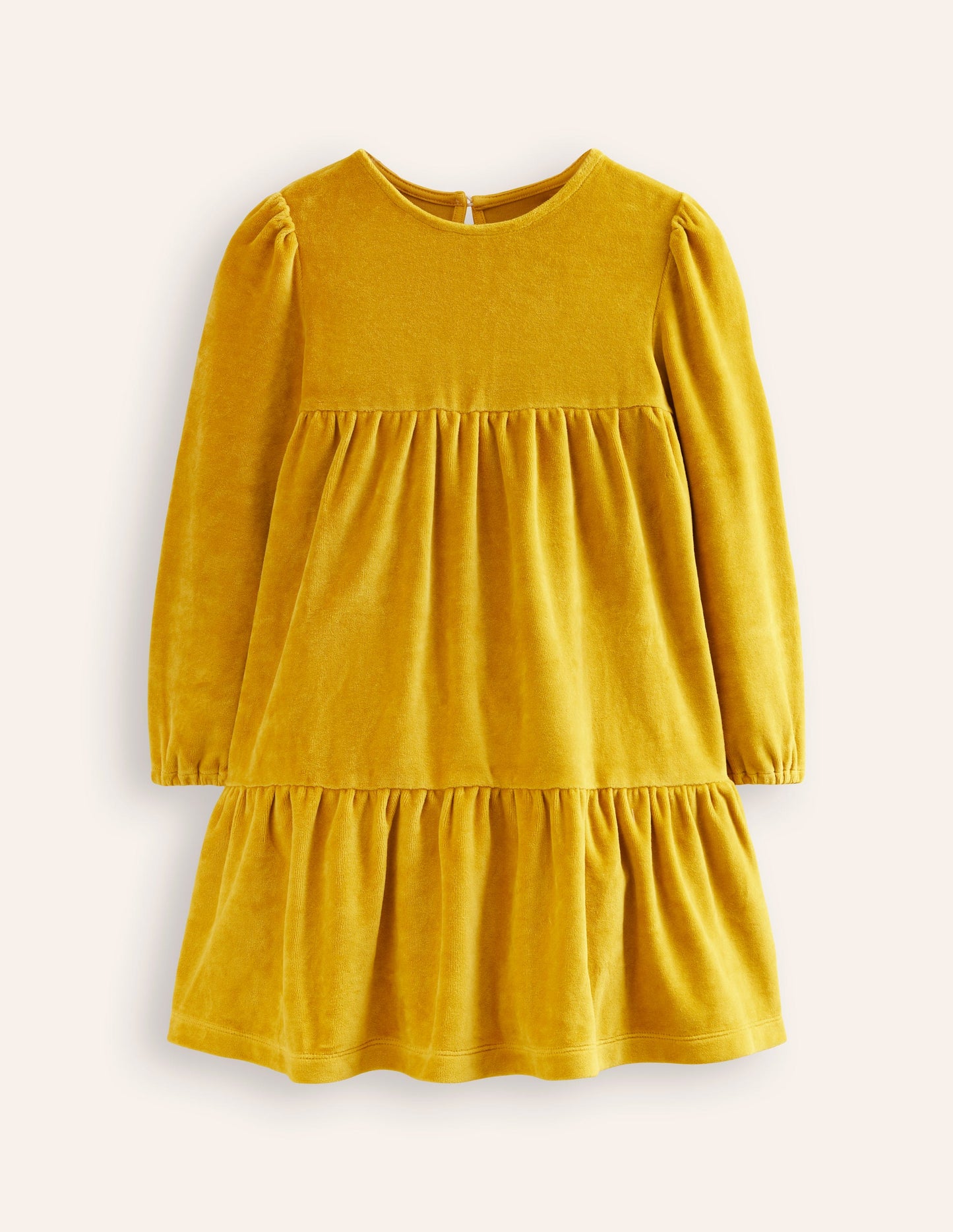 Tiered Velour Dress-Golden Palm