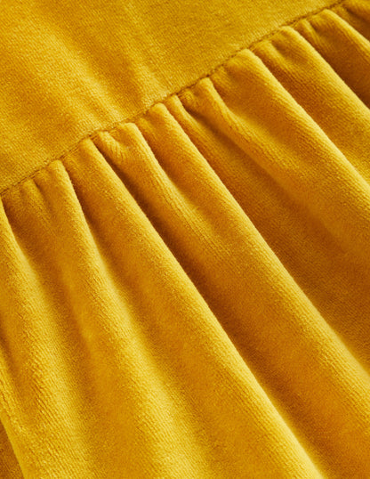 Tiered Velour Dress-Golden Palm