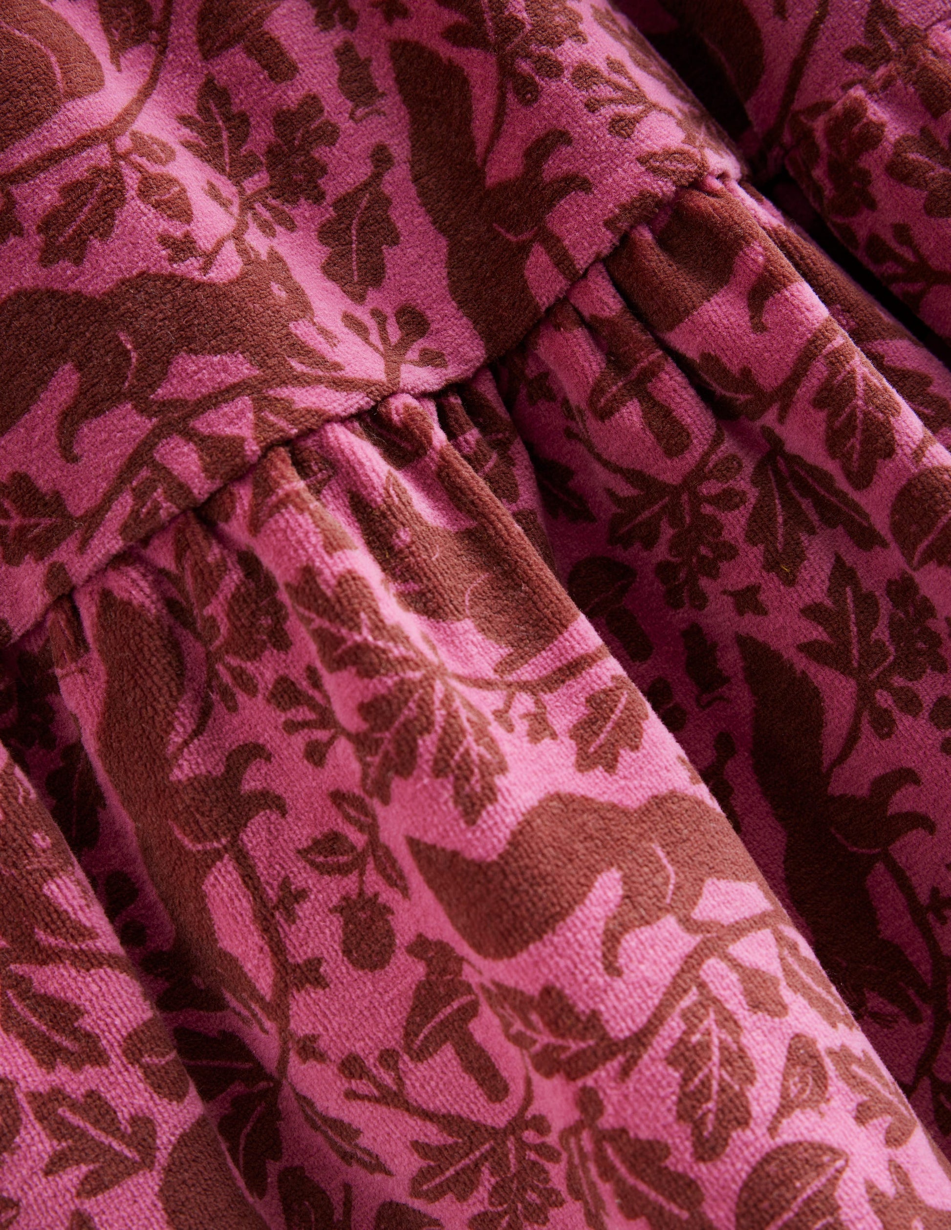 Tiered Velour Dress-Teacup Pink Woodland Squirrel-3