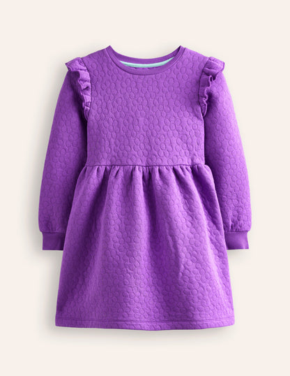 Flower Jacquard Sweat Dress-Purple Topaz