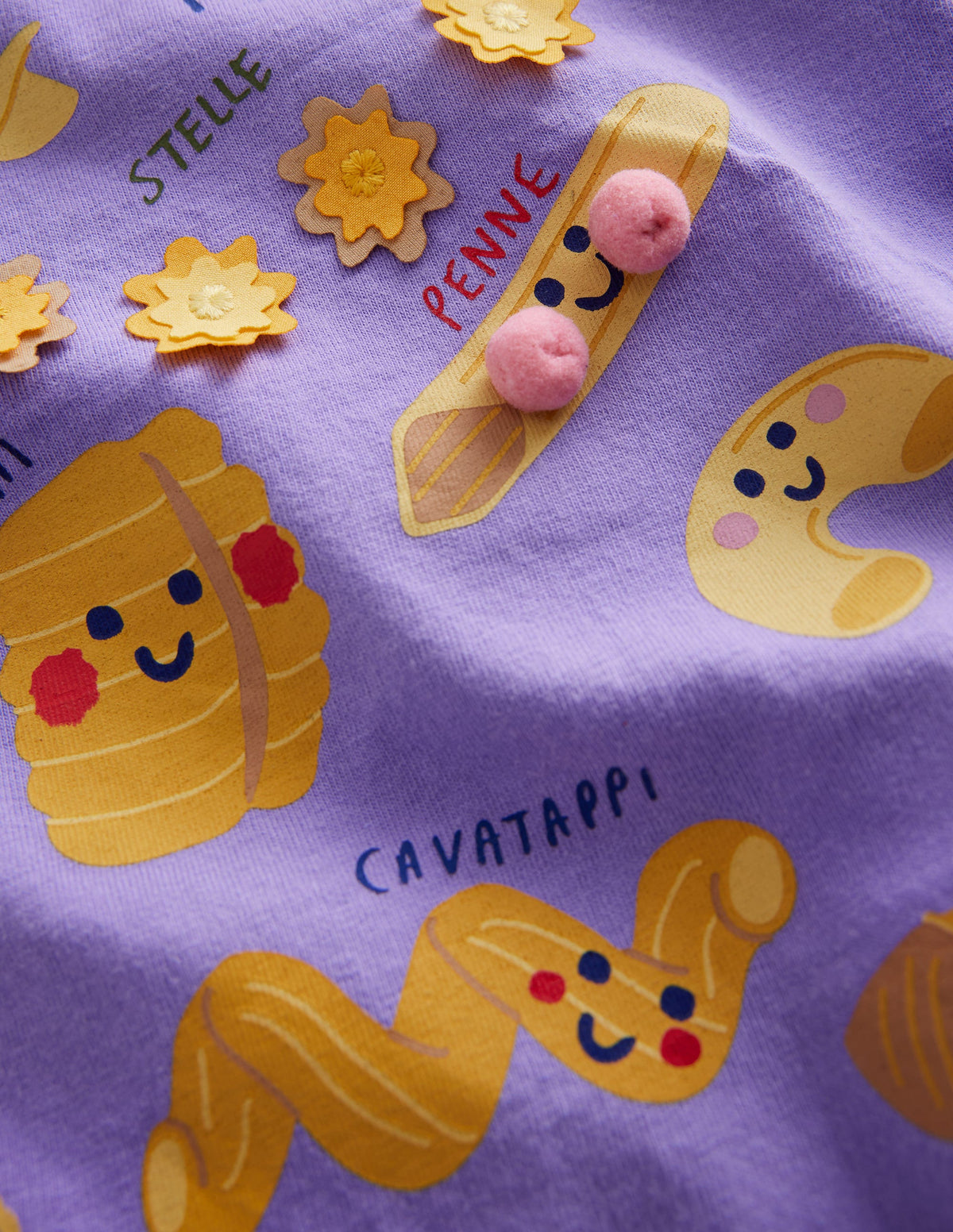 Printed Graphic T-Shirt-Aster Purple Pasta-3
