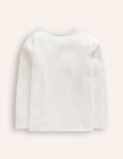 Appliqué Long Sleeve Top-Ivory Queen Mouse