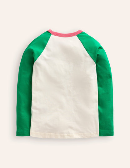 Colourblock Raglan T-shirt-Topaz Green Multi Hearts-2