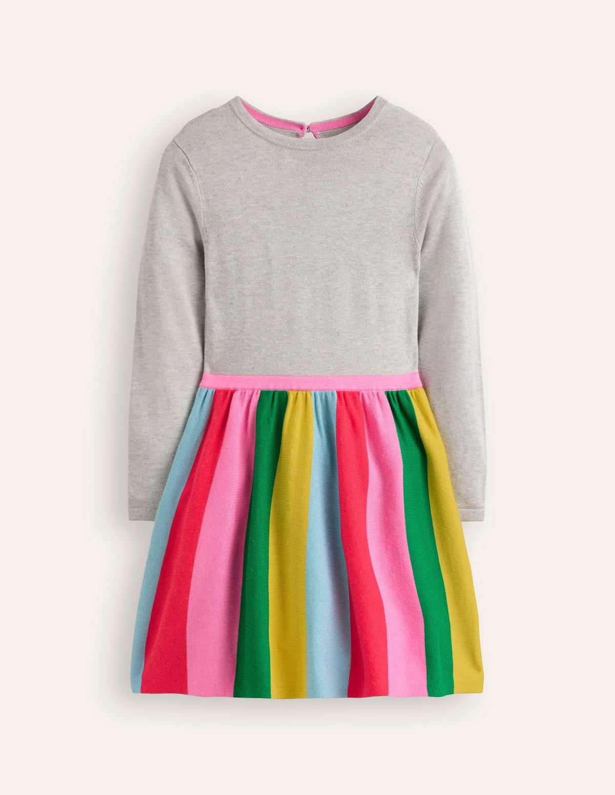 Knitted Rainbow Dress-Grey Marl - Image 1