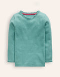 Ribbed Long Sleeve T-shirt-Brook Blue