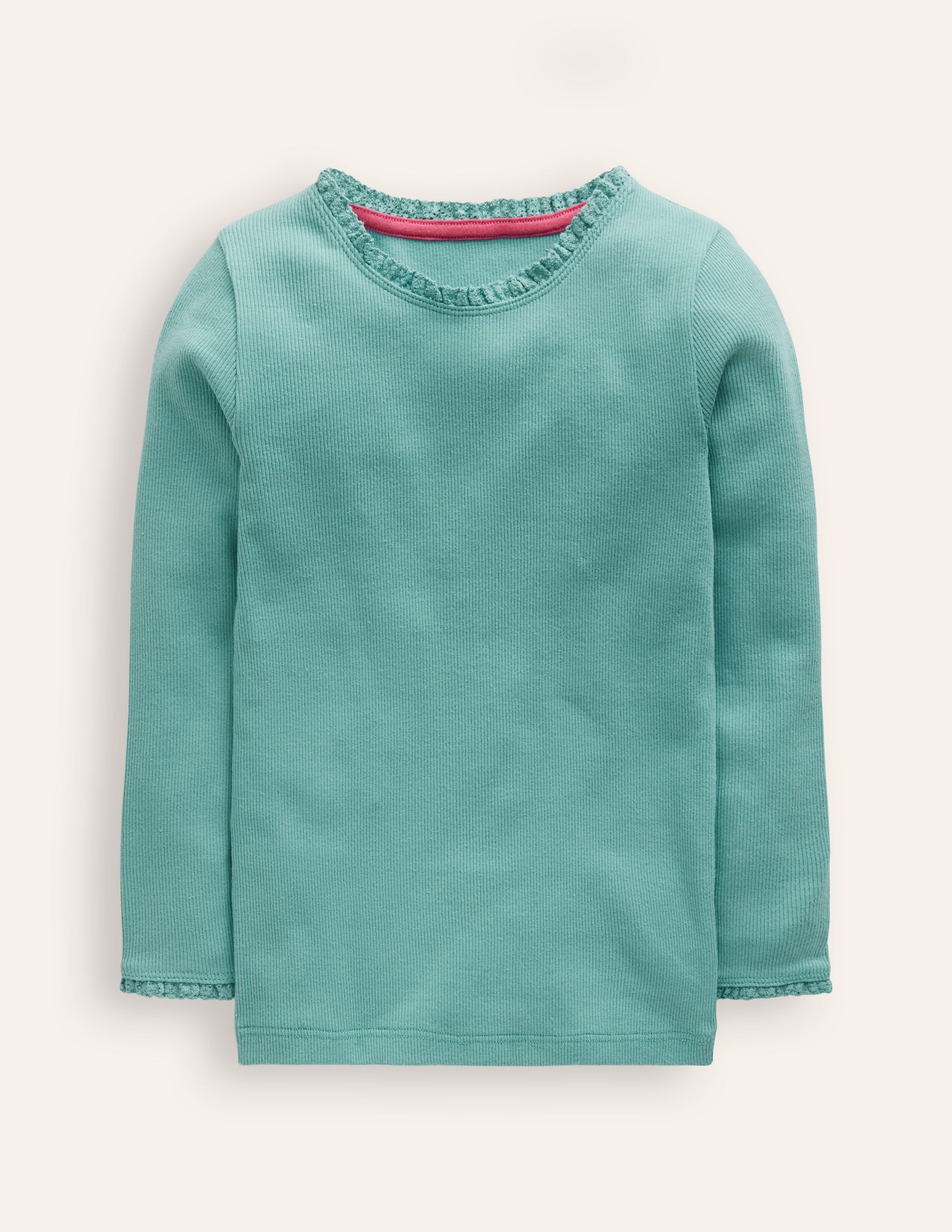 Ribbed Long Sleeve T-shirt-Brook Blue - Image 1