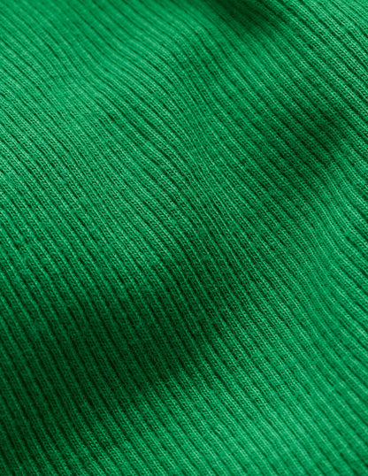 Ribbed Long Sleeve T-Shirt-Shady Green