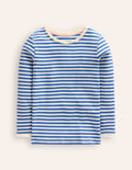 Ribbed Long Sleeve T-shirt-Bluejay/ Ivory