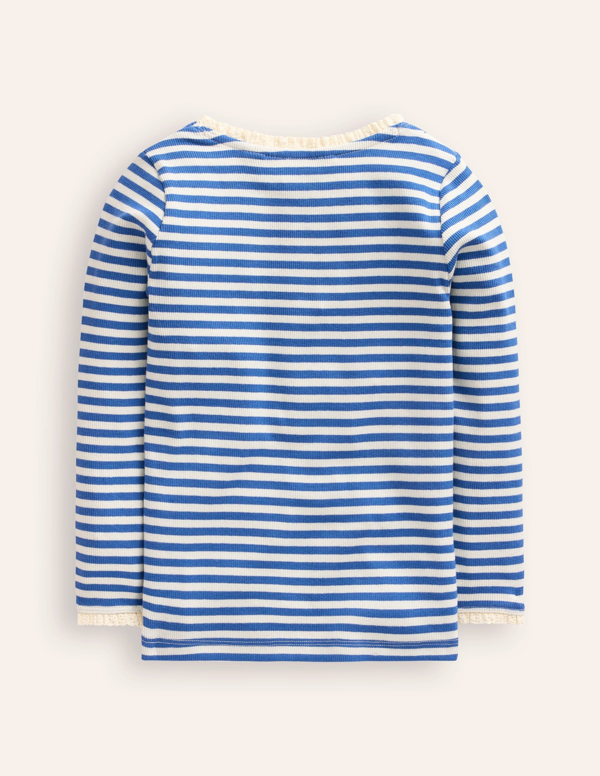 Ribbed Long Sleeve T-shirt-Bluejay/ Ivory-2
