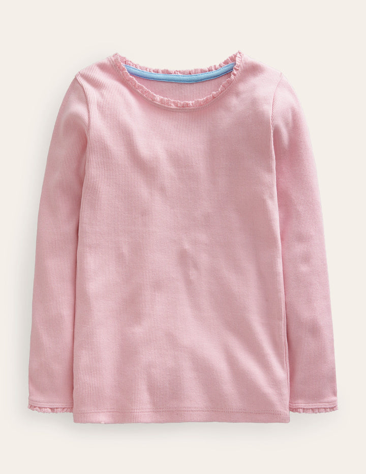 Ribbed Long Sleeve T-shirt-French Pink