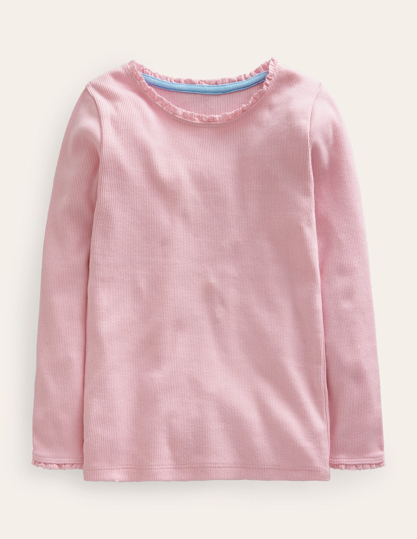 Ribbed Long Sleeve T-Shirt-French Pink