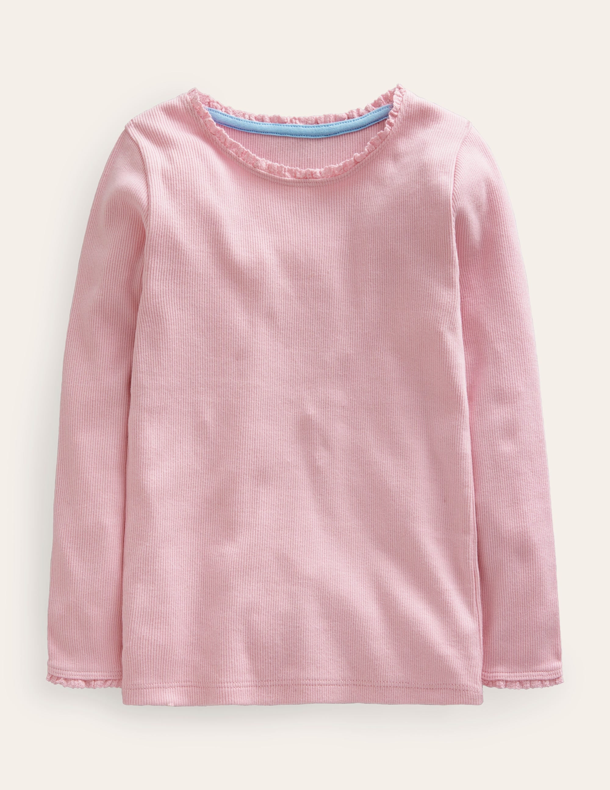 Ribbed Long Sleeve T-shirt-French Pink - Image 1