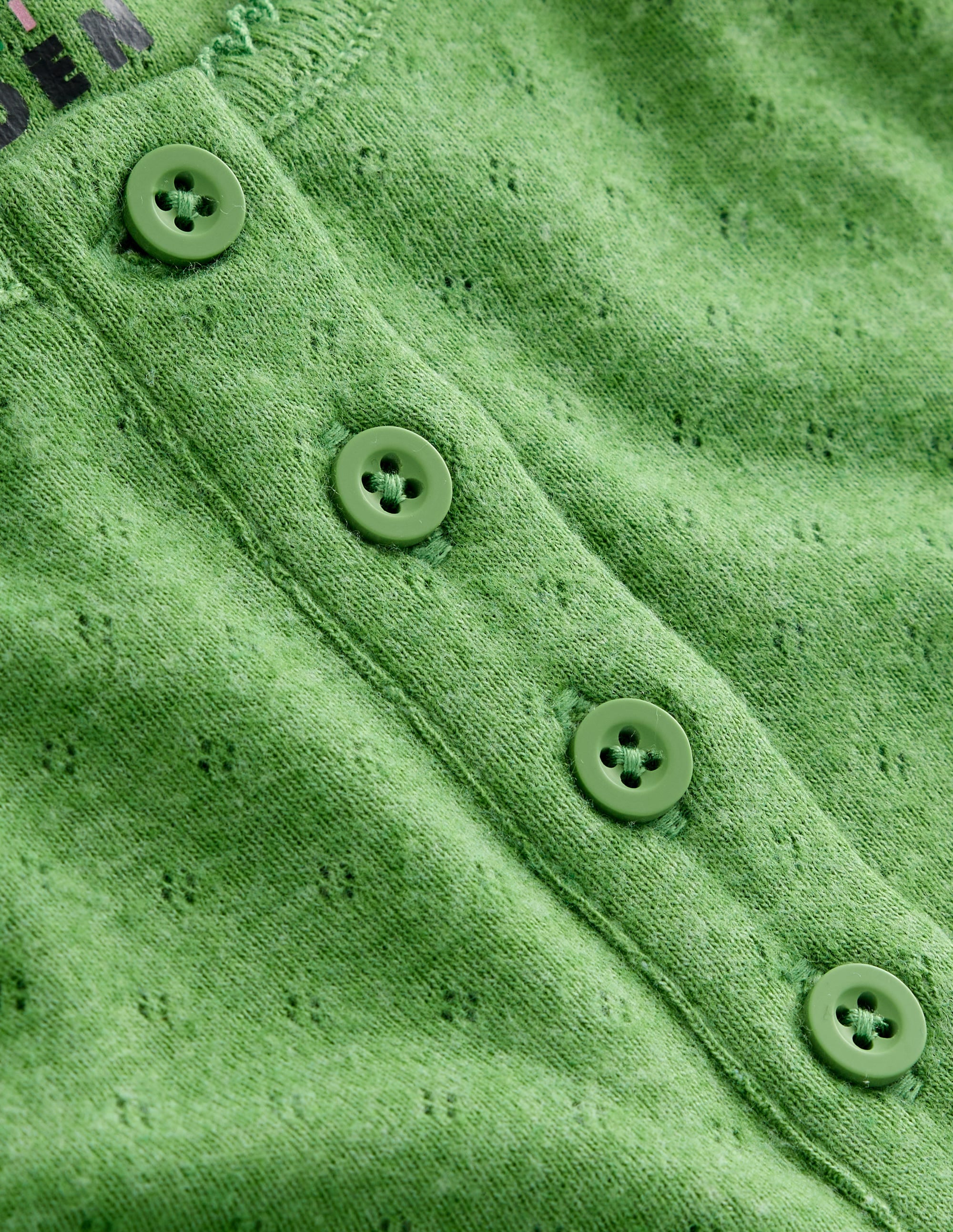 Henley Pointelle Top-Iguana Green - Image 3