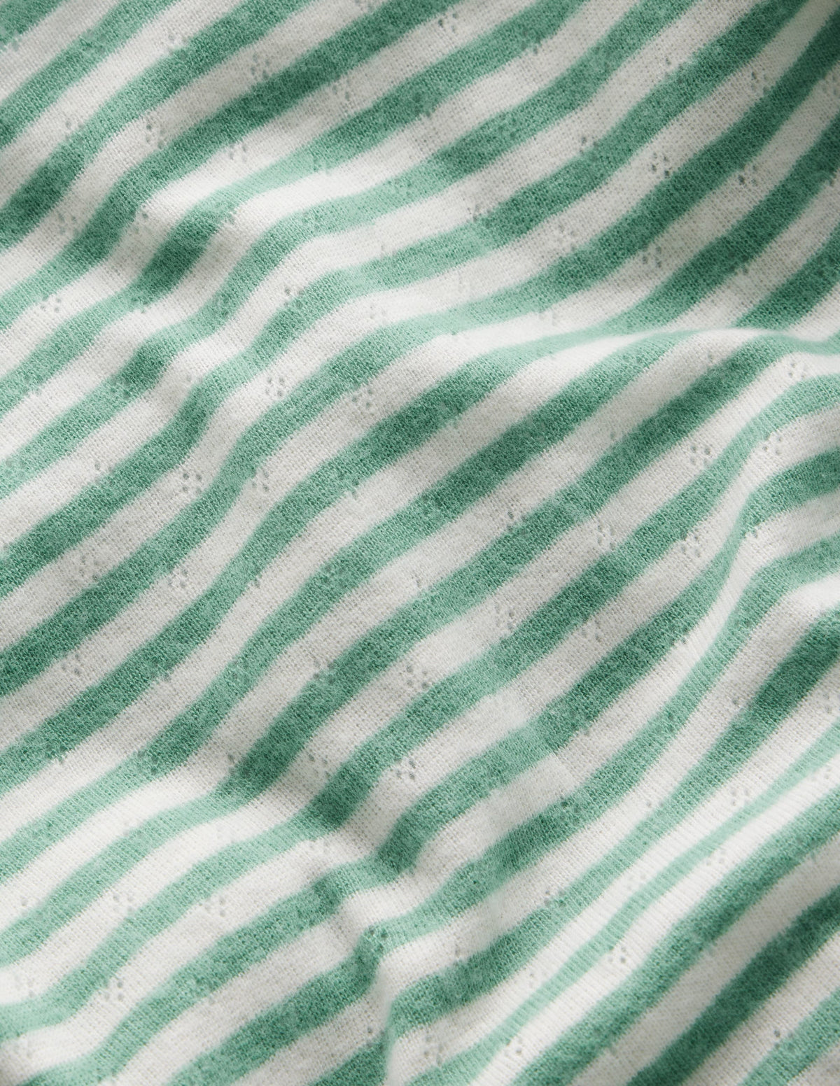 Long Sleeve Pointelle Top-Ivory/Eucalyptus Stripe - Image 3